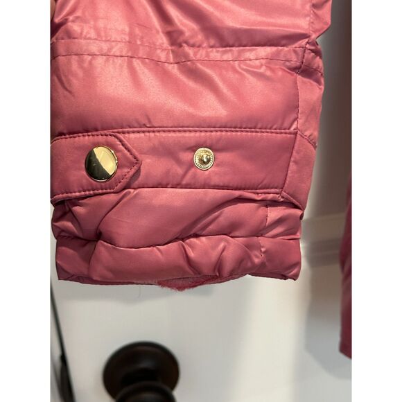 NWT London Fog Dusty Pink Quilted Faux Fur Puffer Coat Girl's Large - Picture 5 of 12
